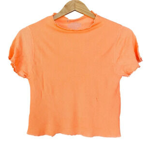 Free People Movement Madeline Crop Tee Shirt Orange Size Medium/Large FLAW